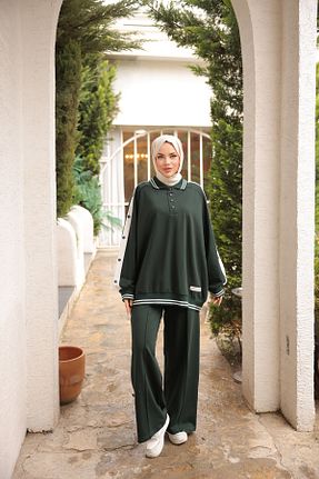 ست بالاتنه و پائین تنه حجاب خاکی زنانه اورسایز MİMİ Luxury Wear - کد 893492405