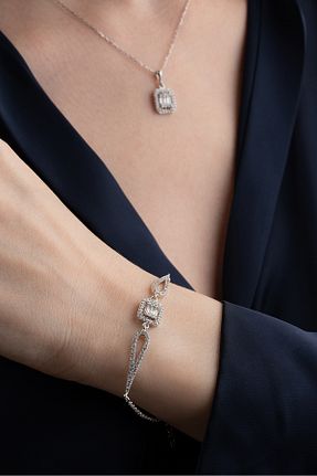 ست نقره سفید زنانه زیرکن Silvano Jewelry - کد 893785030