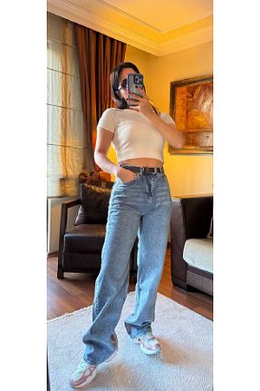 شلوار جین آبی زنانه پاچه ساده Sachistanbul - کد 893974184