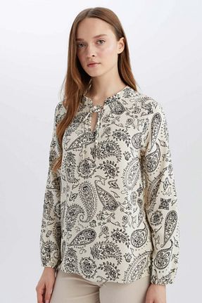 بلوز مشکی زنانه طرح دار Defacto - کد 893977705