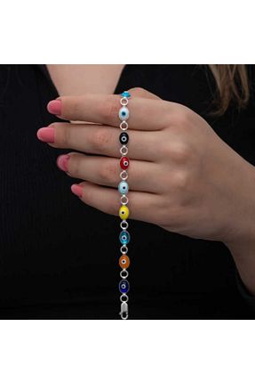 دستبند نقره رنگی زنانه 925 عیار Genel Markalar - کد 896301999