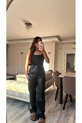 شلوار مشکی زنانه چرم مصنوعی SOFT - کد 894019704