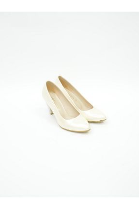کفش پاشنه بلند کلاسیک سفید زنانه چرم لاکی EYMEN SHOES - کد 895755041