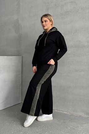 شلوار گرمکن سایز بزرگ مشکی زنانه گشاد Stil Diva - کد 894027812