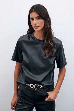 بلوز مشکی زنانه ساده Sateen - کد 894027858