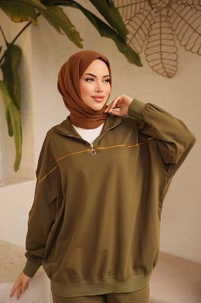 ست گرمکن حجاب خاکی زنانه اورسایز MİMİ Luxury Wear - کد 895751985