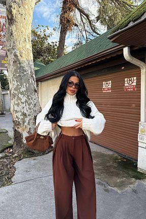 شلوار قهوه ای زنانه بافتنی Eyyo - کد 894032848