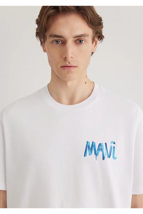 تیشرت سفید مردانه یقه مردانه Mavi - کد 894061286