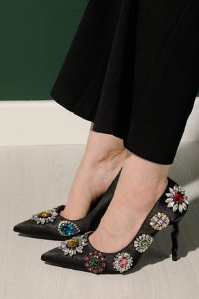 کفش استایلیتو مشکی پاشنه نازک lescarpe - کد 895428132