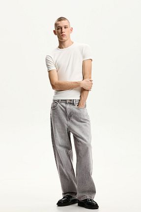 شلوار جین طوسی مردانه رگولار Bershka - کد 894064907
