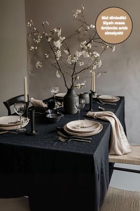 رومیزی مشکی کتان Wellstil - کد 370802689