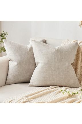 روکش بالش بژ کتان Deko Dekor - کد 894073031