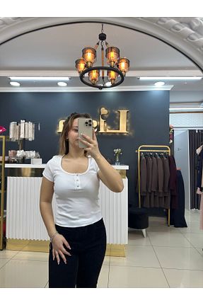 بلوز سفید زنانه ساده LİSAA BUTİK - کد 894116272