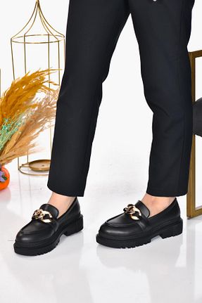 کفش لوفر مشکی زنانه چرم مصنوعی CAPRİ MODA - کد 896723360