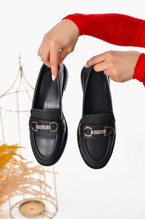 کفش لوفر مشکی زنانه چرم مصنوعی CAPRİ MODA - کد 896723958