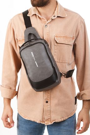 کیف دوشی طوسی زنانه چرم مصنوعی Newish Polo - کد 894140863