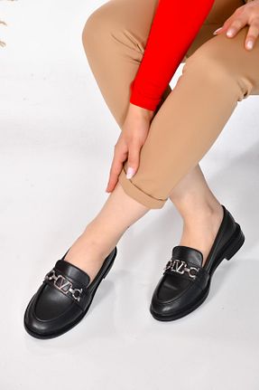 کفش لوفر مشکی زنانه چرم مصنوعی CAPRİ MODA - کد 896723420