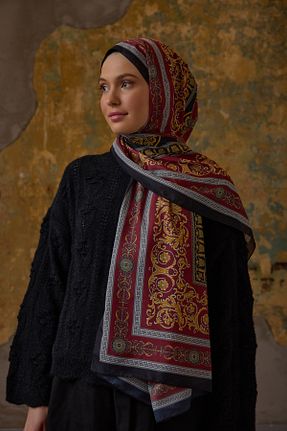 شال زرشکی زنانه ابریشم Şalland - کد 894138075
