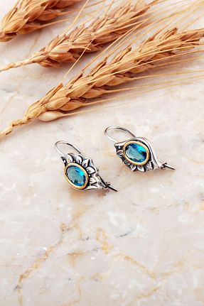 گوشواره نقره آبی زنانه 925 عیار Sümer Telkari - کد 894138448