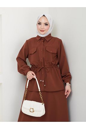 ست بالاتنه و پائین تنه قهوه ای زنانه بافتنی Rema - کد 894183568