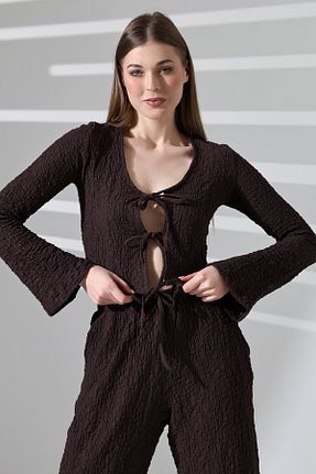بلوز قهوه ای زنانه ساده Perché - کد 894180674