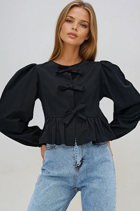 بلوز مشکی زنانه رگولار VAGGON - کد 894187152
