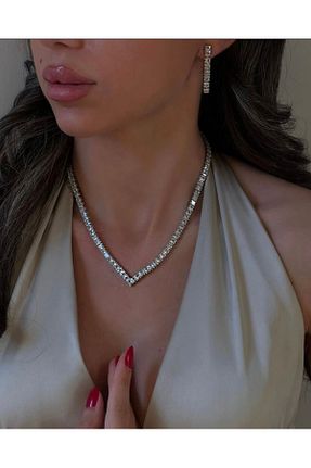 گردنبند استیل ( فولاد ) سفید زنانه استیل (فولاد) FLARF - کد 894290404