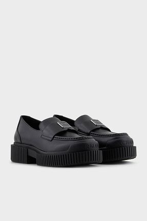 کفش لوفر مشکی زنانه چرم خالص Armani Exchange - کد 896055160