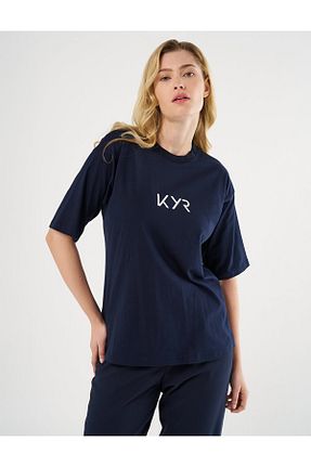 تیشرت سرمه ای زنانه رگولار KYR - کد 896062375