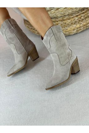 بوت / نیم بوت قهوه ای زنانه چرم خالص SHOEMARK - کد 894460505