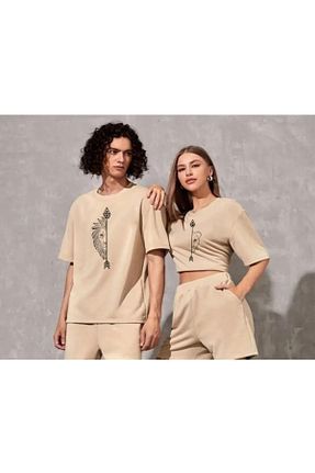 تیشرت بژ زنانه اورسایز Rex Darius - کد 824233735