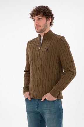 پلیور خاکی مردانه ساده U.S. Polo Assn. - کد 894455457