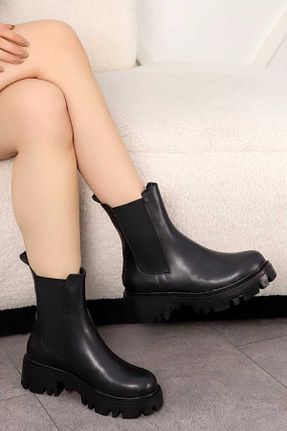 بوت / نیم بوت مشکی زنانه چرم مصنوعی Cananın Pabuçları - کد 894467650