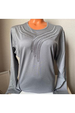 بلوز سایز بزرگ طوسی زنانه گشاد NAZ GİYİM - کد 896824805