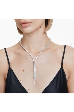 گردنبند جواهر سفید زنانه Swarovski - کد 894493337