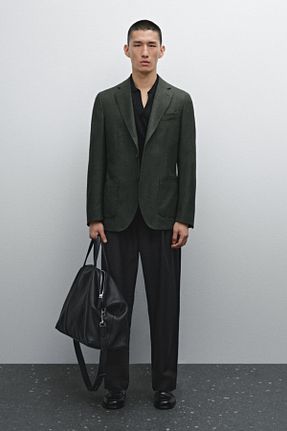 کت بلیزر سبز مردانه پشم Massimo Dutti - کد 894501582