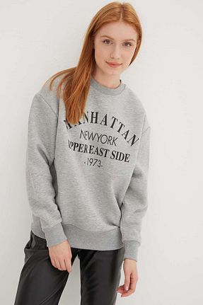 سوئیشرت طوسی زنانه چاپی Fashion Friends - کد 755273055