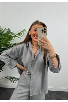 ست بالاتنه و پائین تنه طوسی زنانه بافتنی Mzr Collection - کد 894585908