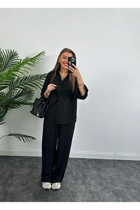 ست بالاتنه و پائین تنه مشکی زنانه بافتنی Mzr Collection - کد 894584896
