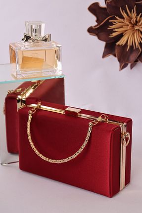 کیف مجلسی زرشکی زنانه چرم مصنوعی weem bag - کد 894594786