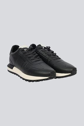 کفش اسنیکر مشکی مردانه چرم اصل Emporio Armani - کد 894589738