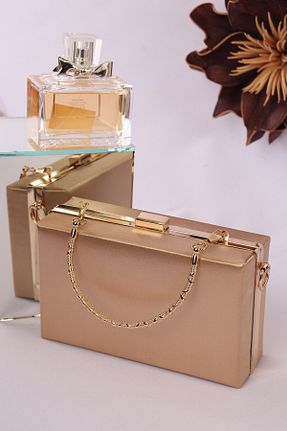 کیف مجلسی طلائی زنانه چرم مصنوعی weem bag - کد 894594987