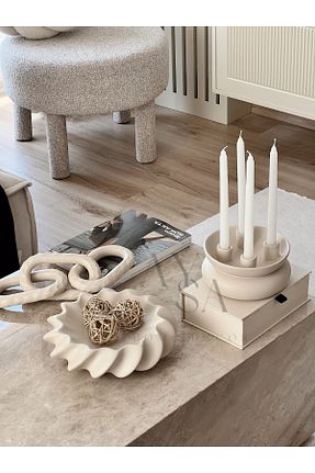 کاسه و بشقاب دکوراتیو بژ سرامیک AYSA HOME DECOR - کد 844982474
