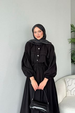 ست بالاتنه و پائین تنه حجاب مشکی زنانه رگولار Şulemoda Giyim - کد 894605024