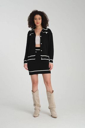 ست بالاتنه و پائین تنه مشکی زنانه تریکو Abalı - کد 894704948