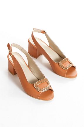کفش پاشنه بلند کلاسیک بژ زنانه چرم خالص elvinshoes - کد 894702528