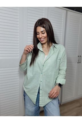 پیراهن سبز زنانه اورسایز Genel Markalar - کد 745412555