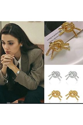 گوشواره جواهر طلائی پوشش لاکی MRK - کد 790841251