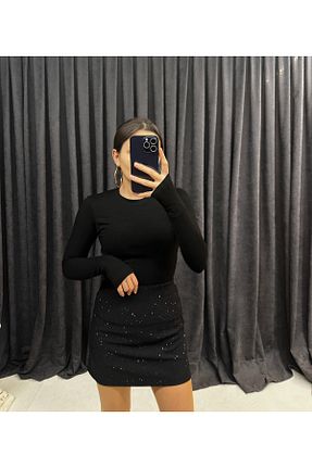 دامن مشکی زنانه بافتنی Butik - کد 894776550