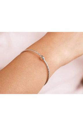 دستبند طلا سفید زنانه 14 عیار Safir Kuyumculuk - کد 846161023